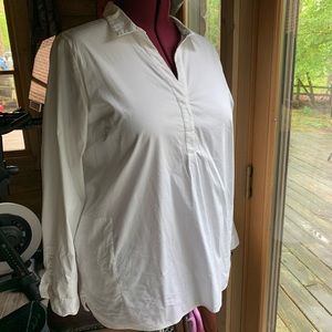 J Jill white cotton stretch tunic with pockets